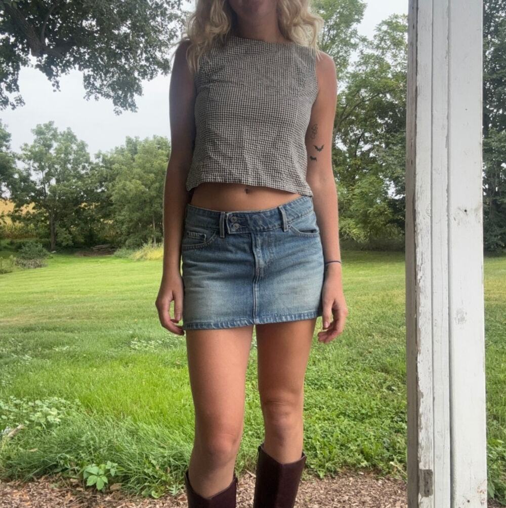Vintage 90s Y2K The Limited Gingham Button-Back Crop Top Size Small